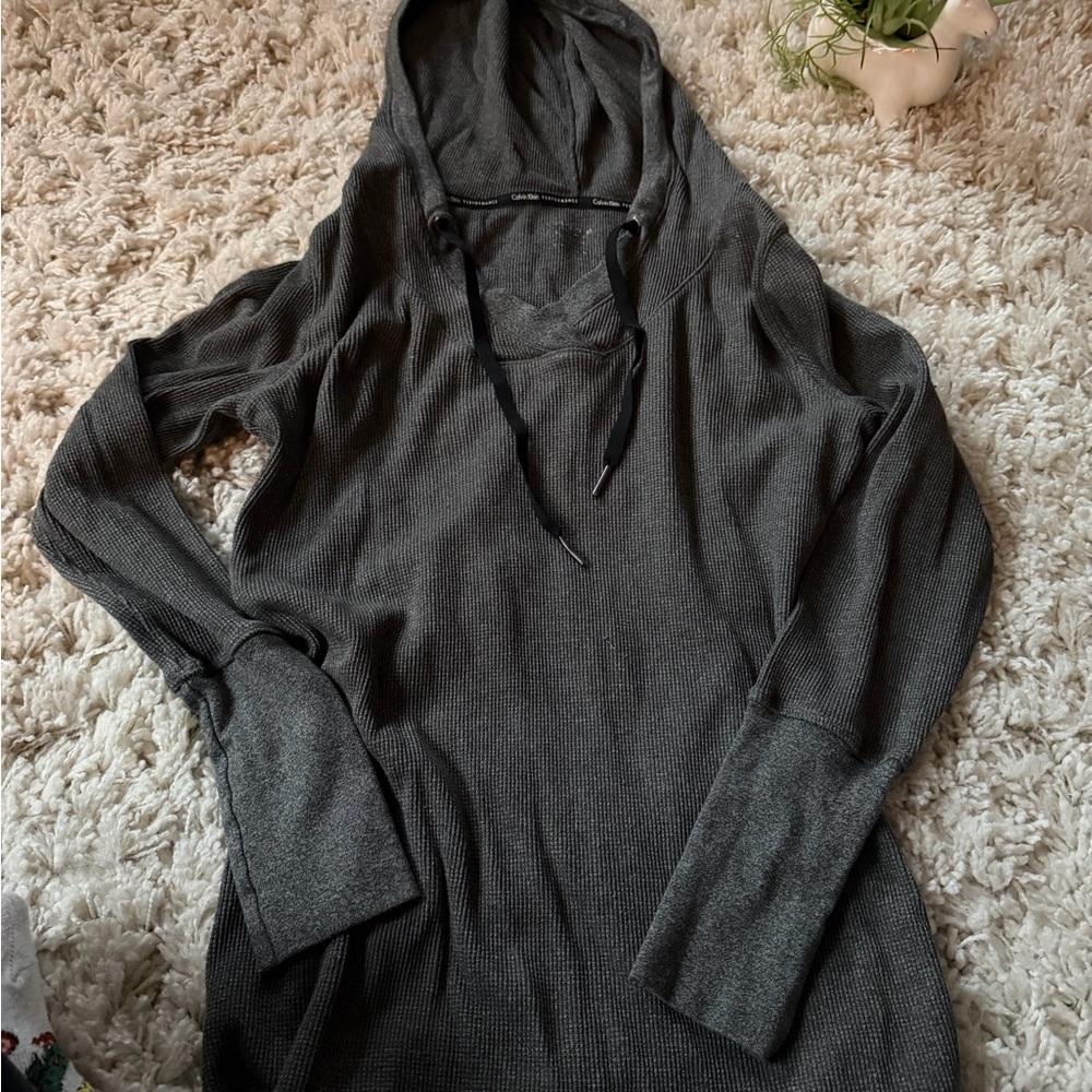Calvin Klein Charcoal athletic sporty warm winter Performance Hoodie